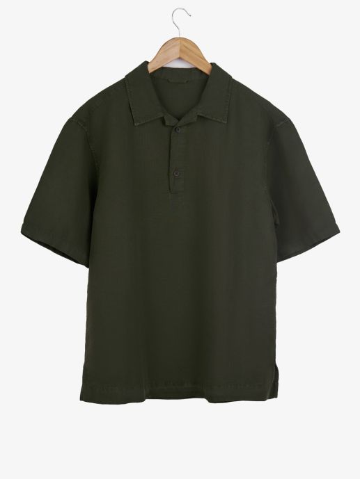 Olive popover short sleeve shirt